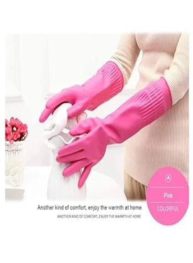 MPR4 Rubber | Reusable | Heavy Duty | Hand Gloves For Dishwashing | Gardening | Kitchen Cleaning Non-Slippery kitchen | Food Processing | Industrial Long Elbow Length 3 pair Multicolour (pink) - Image 5